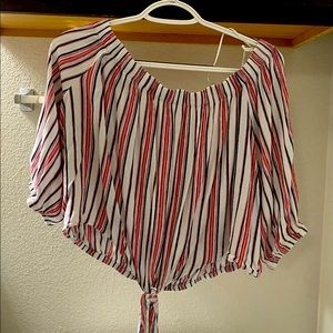 Off the shoulder striped blouse